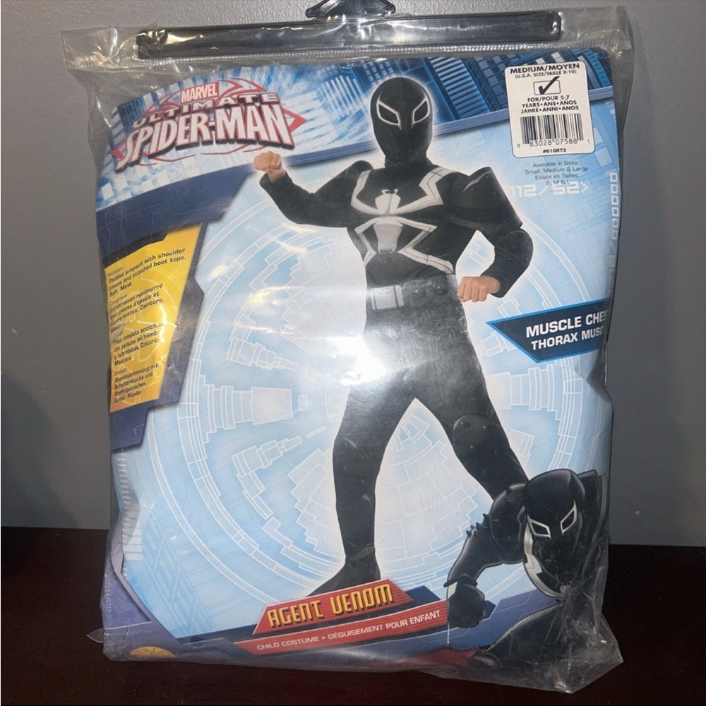 Amazing Ultimate Spider-Man Agent Venom Kids Costume - Black NEW